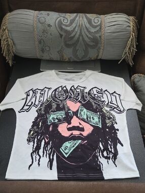 SHEIN Kids White Graphic MONEY Tee